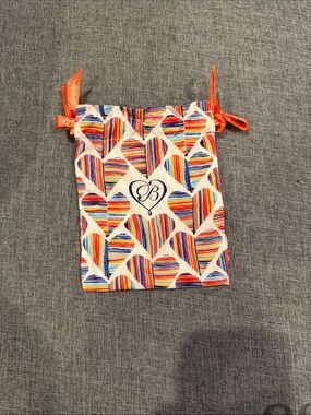 Brighton “Pocket Full of Starlight Colorful Striped Heart Drawstring Jewelry Bag